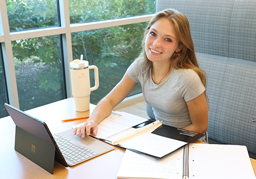 Student in Library